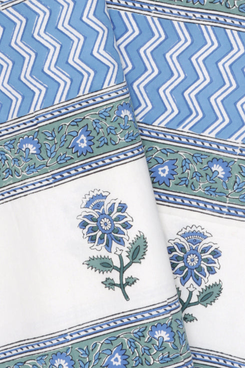 20s Cotton KING SIZE Bed Cover In Block Print